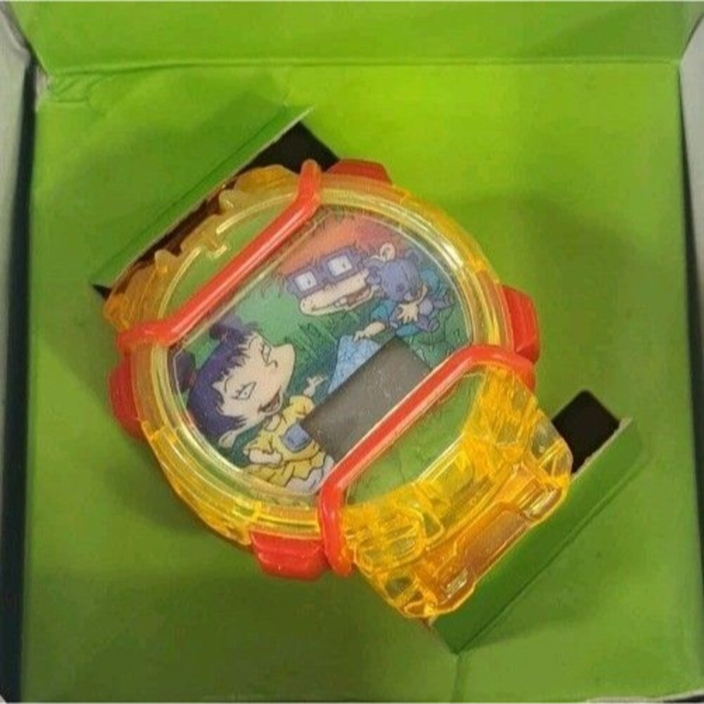 Rugrats in Paris Chatback Watch 2000 Chuckie & Kimi Orange Band NIB Nickelodeon